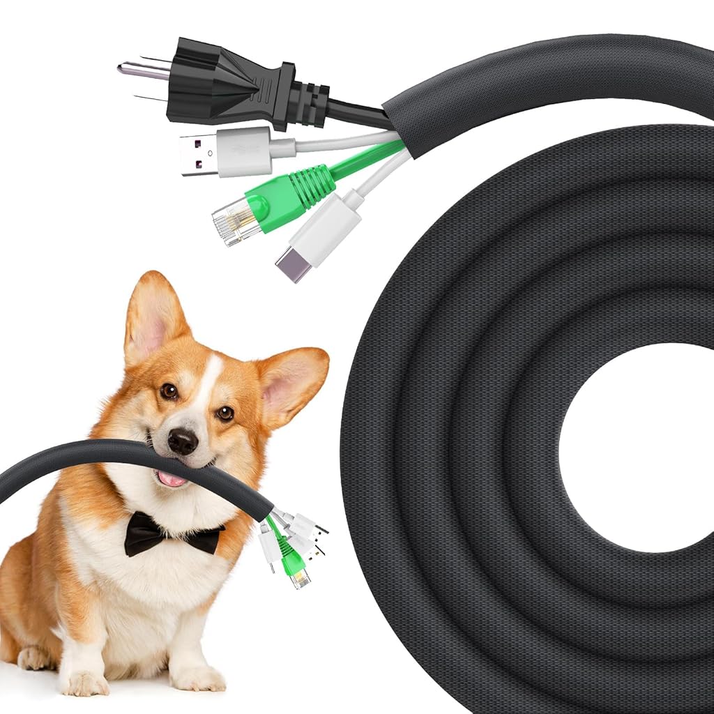 HASTHIP 6.6ft Cable Protector Nylon Cord Protector Pet-proof Protective Cable Sleeve Reuseable Cuttable Nylon Power Cable Power Cord Guard for Home, Office, 70mm Width, Hook and Loop Closure Design HASTHIP 6.6ft Cable Protector Nylon Cord Protector Pet-proof Protective Cable Sleeve Reuseable Cuttable Nylon Power Cable Power Cord Guard for Home, Office, 70mm Width, Hook and Loop Closure Design
